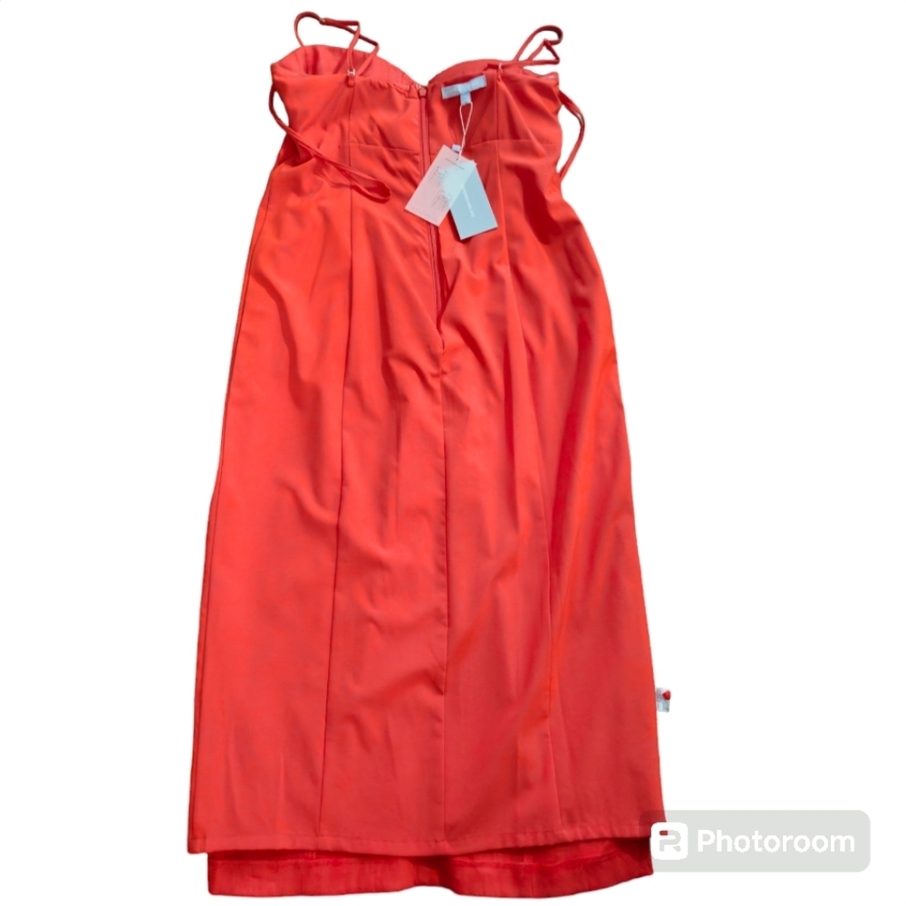NWT Antonio Melani Marcie Stretch Linen Red Midi Dress Sweetheart Neck 10 - Picture 10 of 15